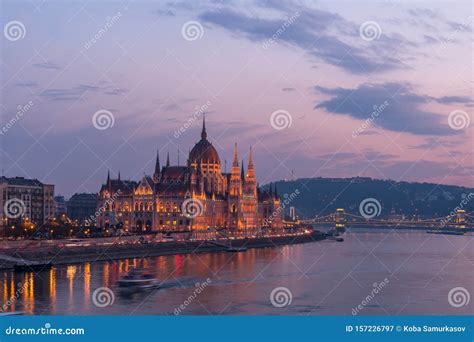 Aerial View of Budapest Parliament and the Danube River at Sunset ...