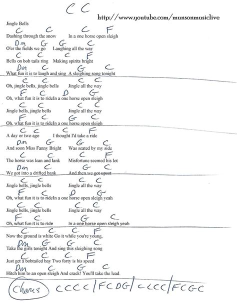 Jingle Bells - Guitar Chord Chart in C | Guitar lessons songs, Ukulele ...