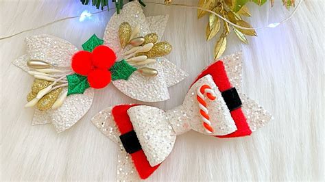 Christmas Hair Bows Ideas // Christmas Hair Clip // How To Make Hair ...