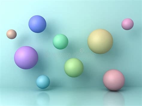 Abstract Colorful 3d Flying Spheres on Cyan Background with Reflection ...