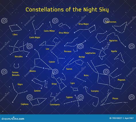 Big Set of Vector 28 Constellations. Collection of Zodiac Constellations of the Night Sky Stock ...