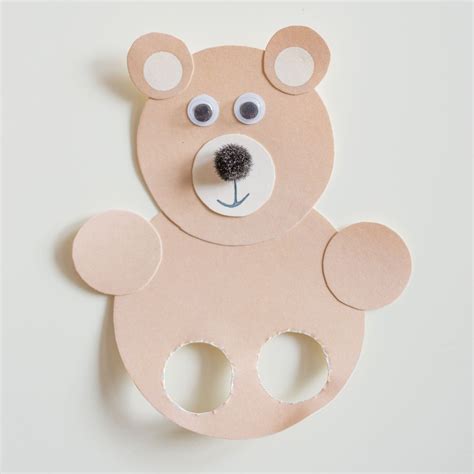 easy bear cub finger puppet craft for kids - free printable — emelbe design