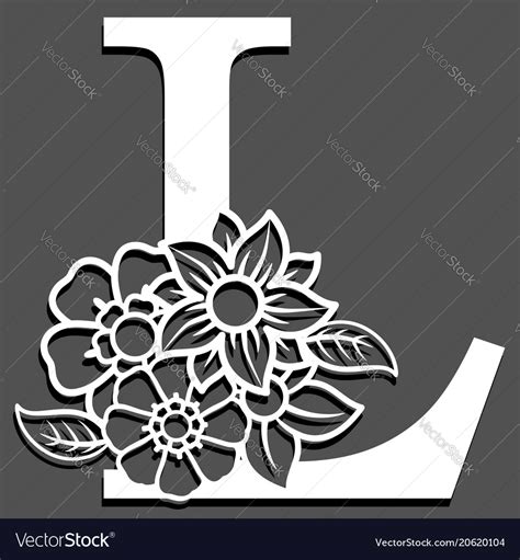 Letter silhouette with flowers l Royalty Free Vector Image