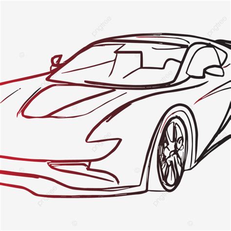 Sports Car Line Art Vector, Car, Sports Car Vector, Sports Car PNG and Vector with Transparent ...