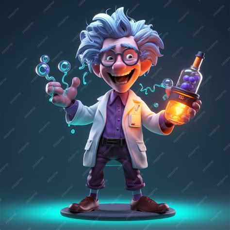 Premium Photo | Funny Mad Scientist Cartoon Character