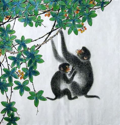 Chinese Monkey Painting 0 4449029, 69cm x 69cm(27〃 x 27〃)