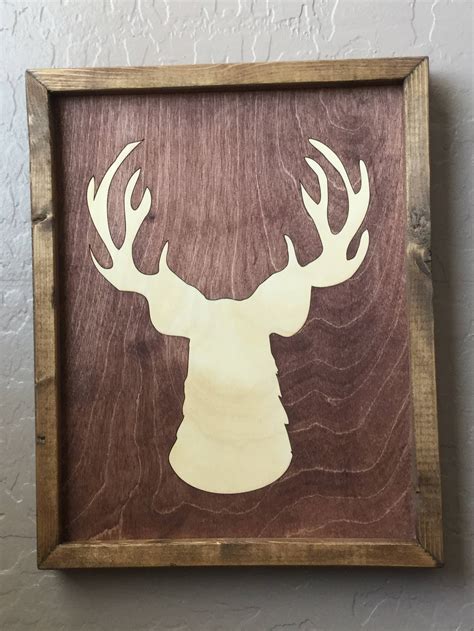 Deer Wooden Inlay Wall Art | Etsy