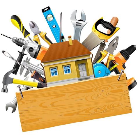 Vector Construction Tools with House Stock Vector - Illustration of nippers, industrial ...