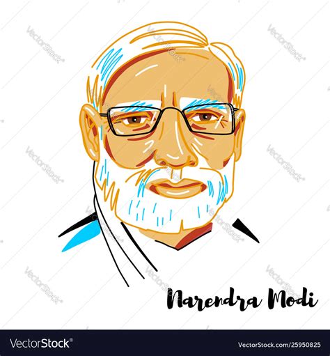 Narendra modi portrait Royalty Free Vector Image