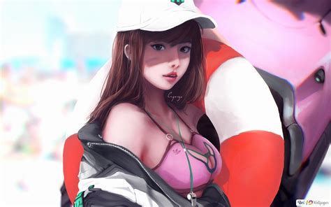 Overwatch - D.Va in the Beach 2K wallpaper download