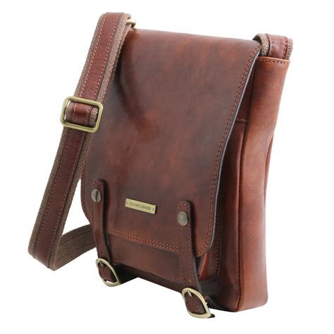 Roby Leather cross-body bag for men with front straps