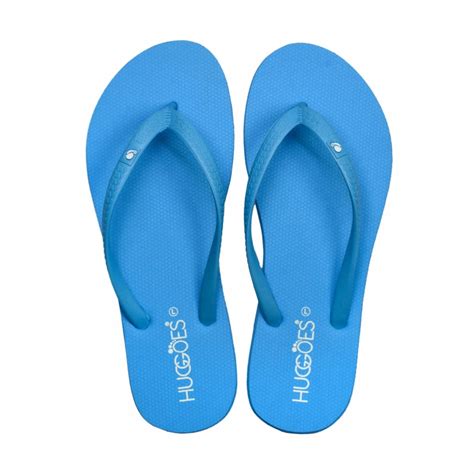 Huggoes - Huggoes - Azure Natural Rubber Comfort Flip Flops for Women - Light Blue/Light Blue ...