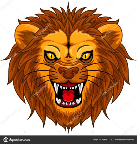 Angry Lion Face Illustration Mascot Stock Vector by ©dagadu #298887242