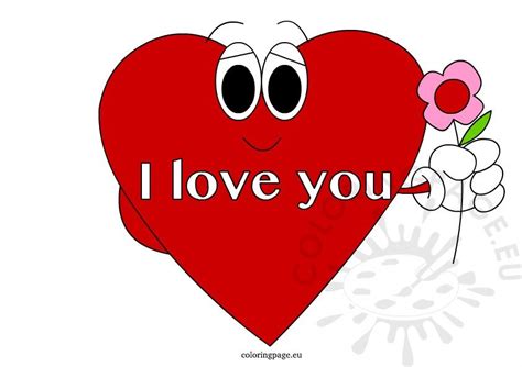 I Love You Red heart – Coloring Page