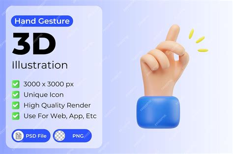 Premium PSD | Click Hand Gesture 3D Illustration