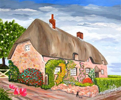 English Cottage Painting by Phyllis Kaltenbach