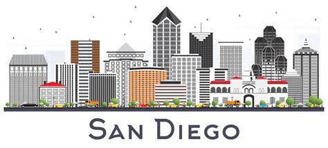 San Diego California City Skyline with Gray Buildings Isolated on White. 17292877 Vector Art at ...