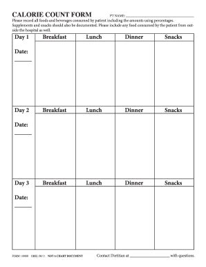 Calorie Counting Chart Printable