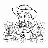 El Bosquejo De Una Página Para colorear Un agricultor O Jardinero  sketch template
