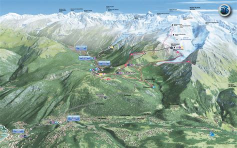 Chamonix Valley Ski Resorts Map, Grands Montets, la Flegere, Brevent