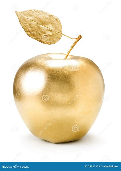 Gold apple. stock image. Image of artistic, gilded, metal - 24013123