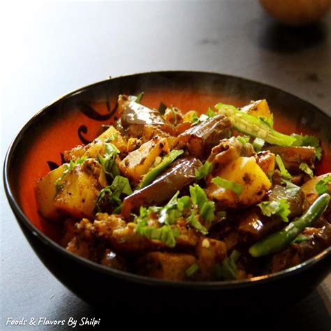 Aloo Baingan Sabji | Eggplant Brinjal Potato Curry | Indian Vegetable ...