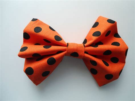 Halloween Hair Bow, Orange & Black Bow, Fabric Hair Bow, Orange With Black Dots Hair Bow, 4.75x ...