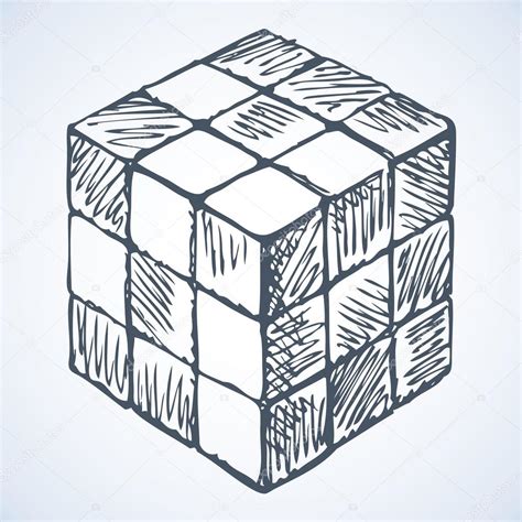 Icon of rubik's cube. Vector sketch — Stock Vector © Marinka #86734400