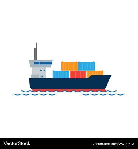 Cargo ship with containers in the ocean shipping Vector Image