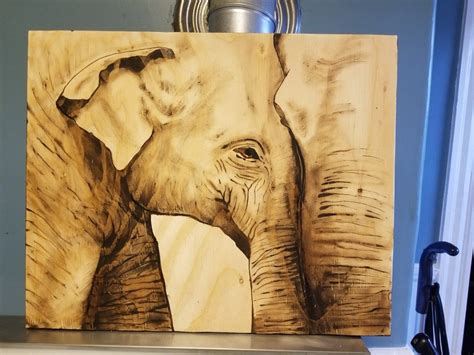 Elephant art, wood stain art | Elephant art, Staining wood, Elephant