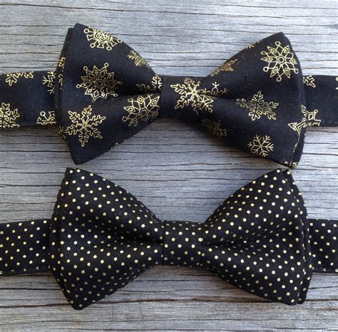 Black and Gold Bow Tie Black and Gold Ties Snowflake Bow - Etsy