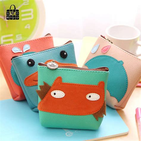 RoseDiary 4 color cute animal leather zipper Kids Wallet Kawaii Bag ...