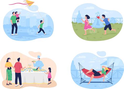 Family Summer Vacation 2d Vector Web Banner And Poster Collection Vector, Faceless, Leisure ...