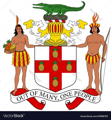 Coat arms jamaica is an island country Royalty Free Vector