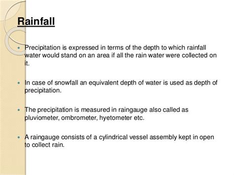 Measurement of precipitation (rainfall )