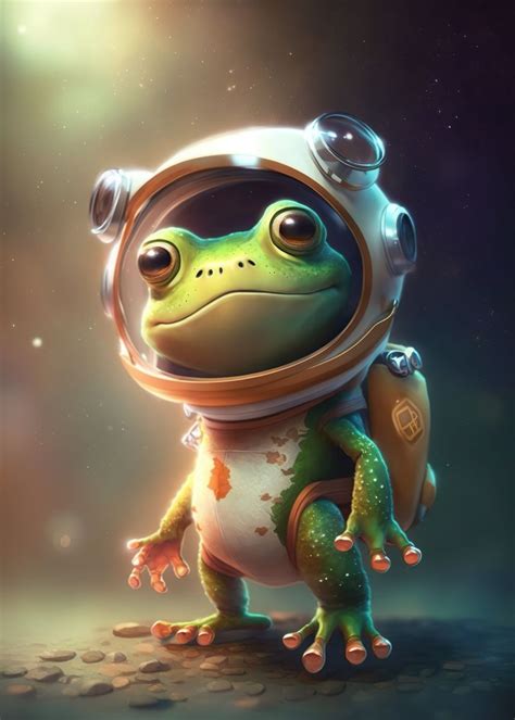 'Astronaut Space Frog' Poster, picture, metal print, paint by Dennex Designs | Displate