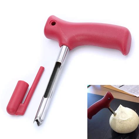 New Stainless Steel Coconut Opener Red Handle Coconut Openers Punch Driller Cut Drill Hole Tools ...