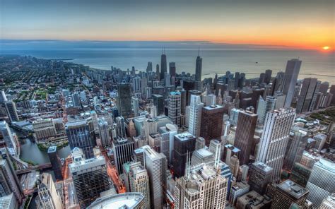 city, Urban, Aerial view, Cityscape, Sunrise, Chicago, Skyscraper Wallpapers HD / Desktop and ...
