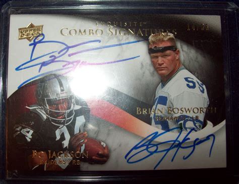 Bo Jackson, Brian Bosworth autographs share Upper Deck football card