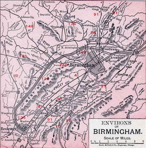 Jefferson County, Alabama, Map, 1911, Birmingham, Bessemer, Trussville ...