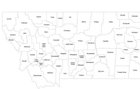 Montana County Map with County Names Free Download