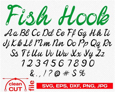 Fishing SVG Font Fish Hook font Fishing Letters Svg Hook | Etsy