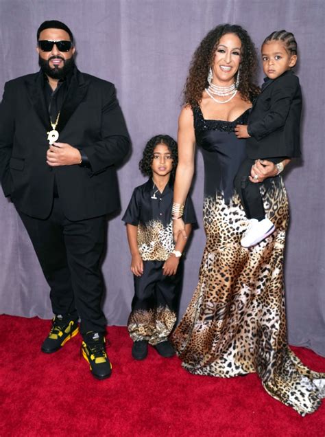 DJ Khaled Attends Grammys Red Carpet with Wife and Two Sons