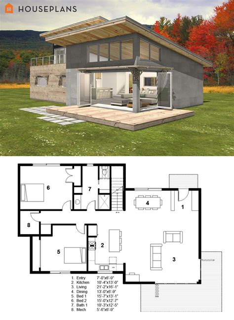 Modern Style House Plan - 3 Beds 2 Baths 2115 Sq/Ft Plan #497-31 | Modern style house plans ...