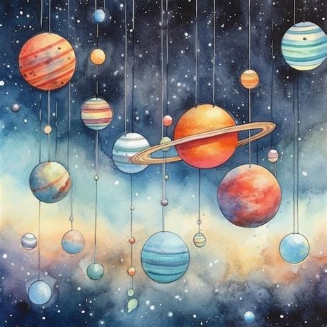 Premium AI Image | Planets in a galaxy painting - space art