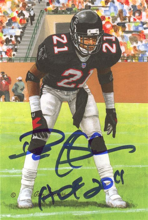 Deion Sanders Autographed Atlanta Falcons Goal Line Art Card Blue HOF ...