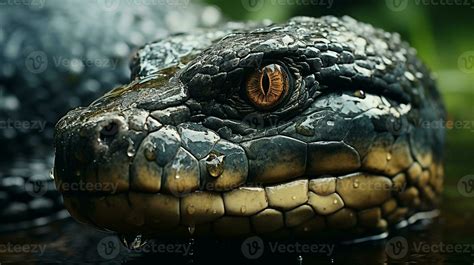 Close-up photo of a Anaconda looking in their habitat. Generative AI ...