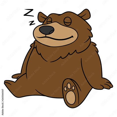 Cartoon Fat Grizzly Bear Sleeping Stock Vector | Adobe Stock