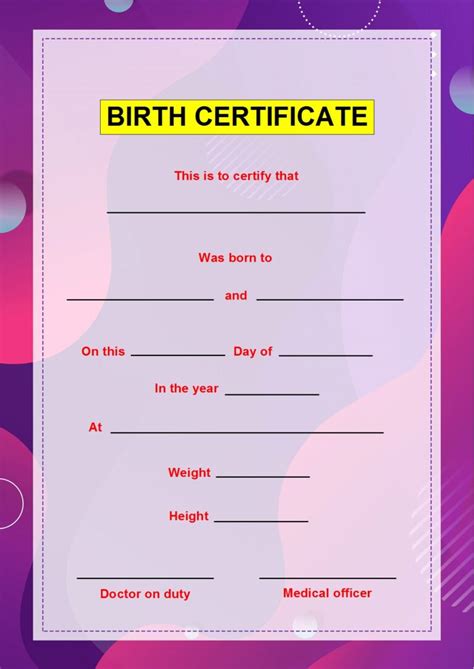 Birth Certificate Template – Excel Word Templates Certificate Format, Birth Certificate Template ...