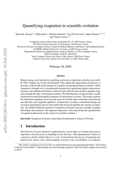 (PDF) Quantifying Exaptation in Scientific Evolution